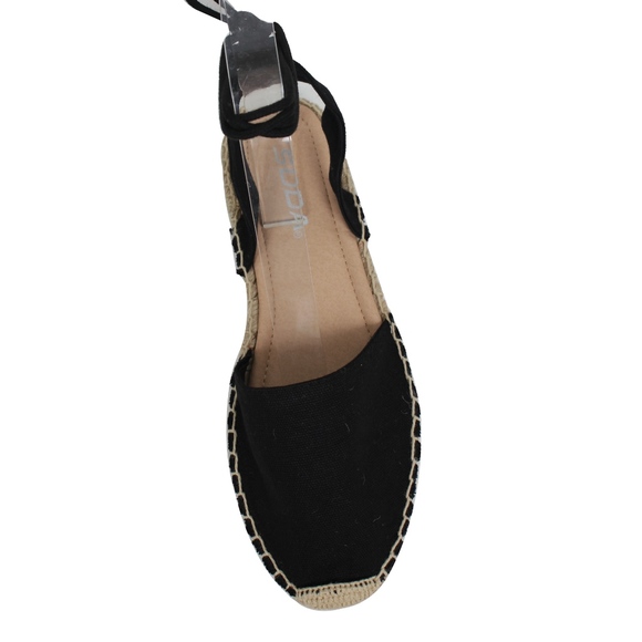 Black Crochet Espadrilles Lace Up Ankle Strap - Picture 3 of 6